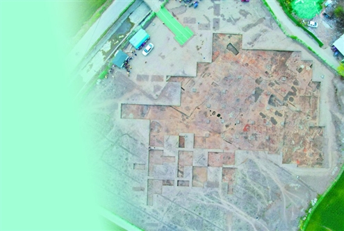 这是2024年3月23日拍摄的四川省广汉市三星堆遗址发掘区(无人机照片)新华社发